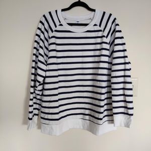 Blue and White Striped Pullover Sweatshirt